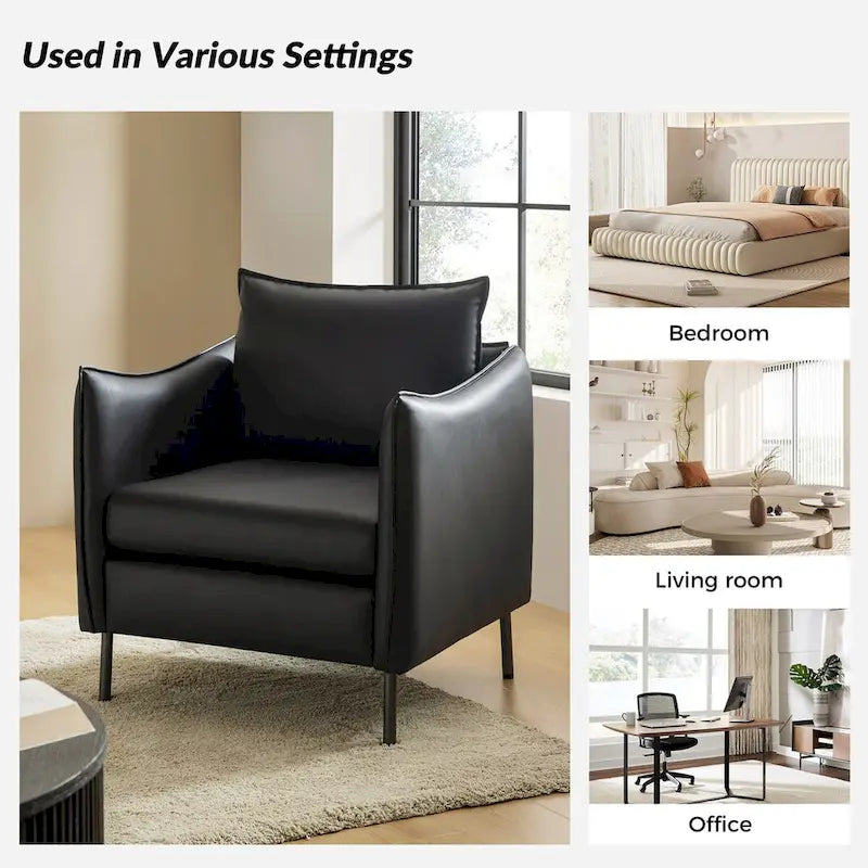 Fauteuil moderne en tissu anti-rayures avec pieds en métal noir