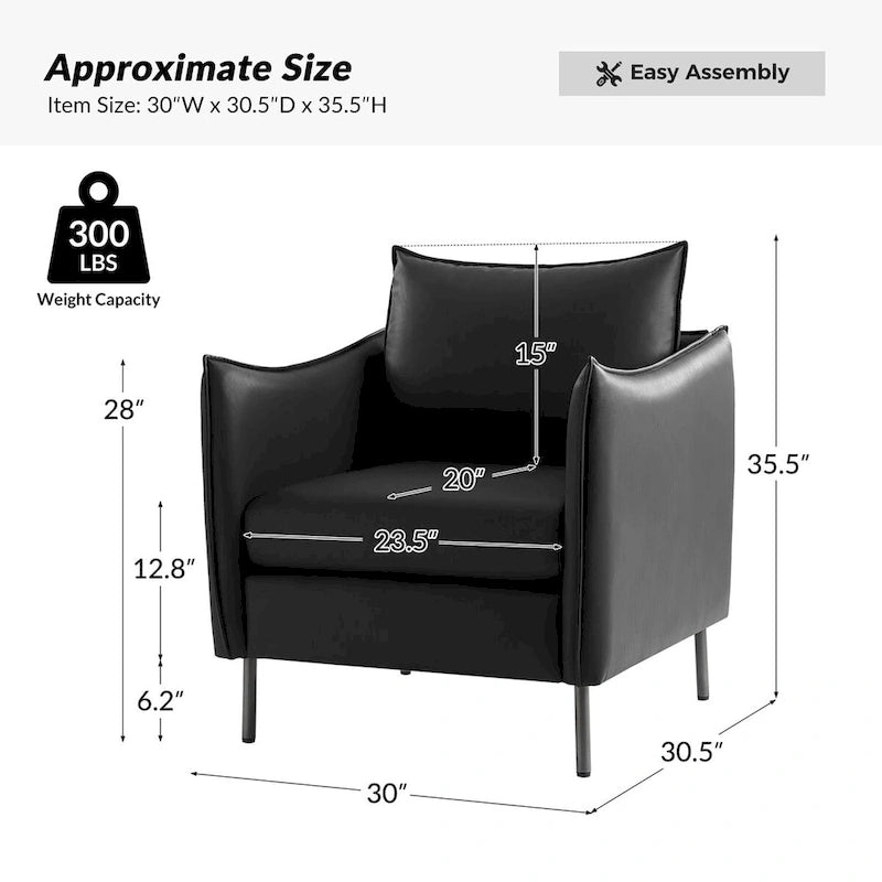 Fauteuil moderne en tissu anti-rayures avec pieds en métal noir