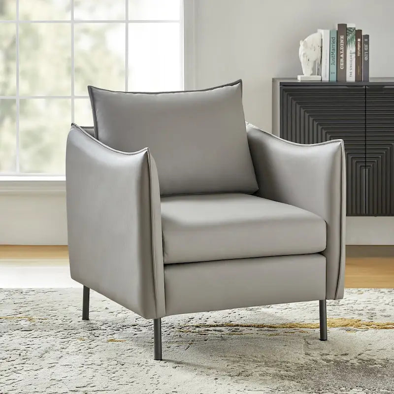 Fauteuil moderne en tissu anti-rayures avec pieds en métal noir