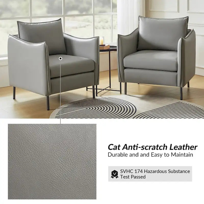 Fauteuil moderne en tissu anti-rayures avec pieds en métal noir