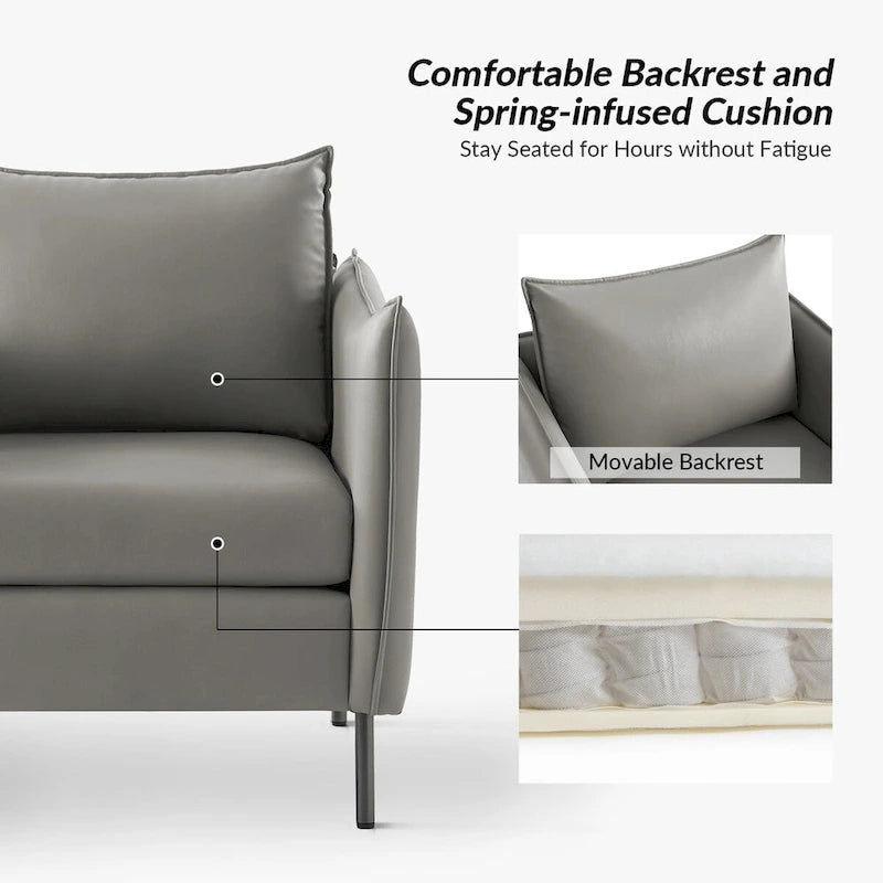 Fauteuil moderne en tissu anti-rayures avec pieds en métal noir