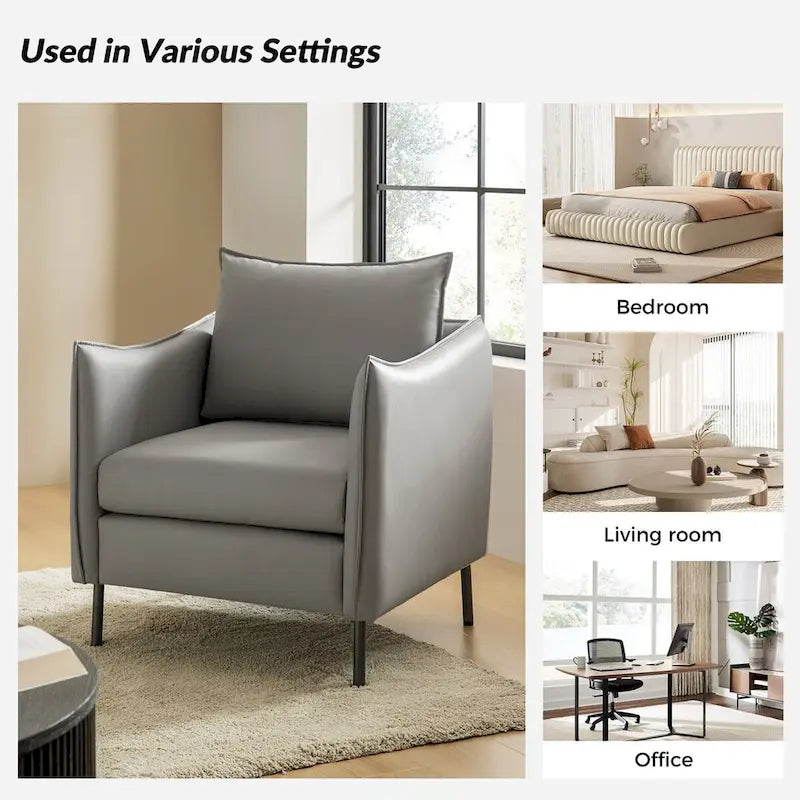 Fauteuil moderne en tissu anti-rayures avec pieds en métal noir