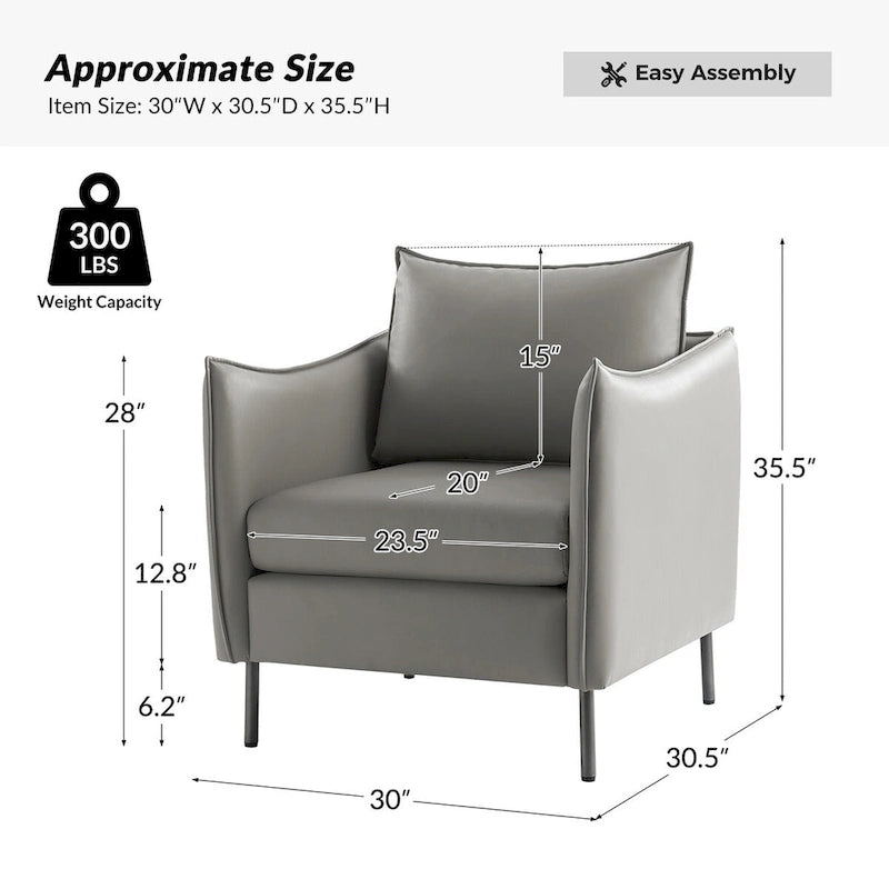 Fauteuil moderne en tissu anti-rayures avec pieds en métal noir