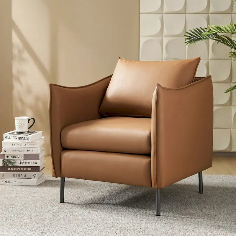 Fauteuil moderne en tissu anti-rayures avec pieds en métal noir