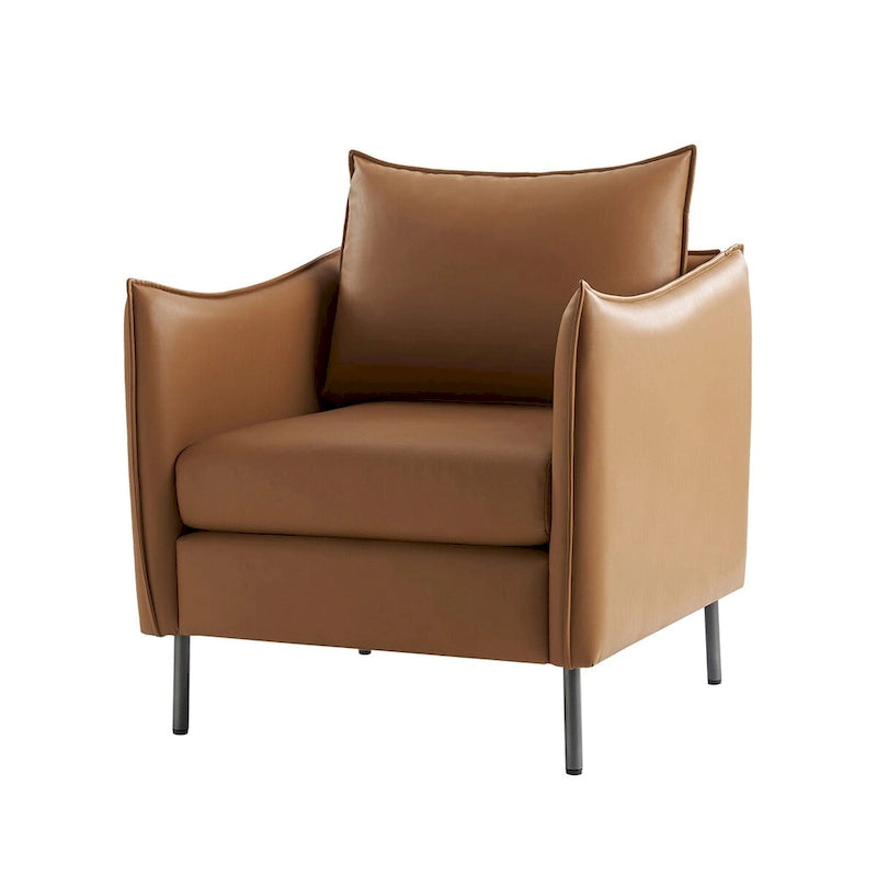 Fauteuil moderne en tissu anti-rayures avec pieds en métal noir