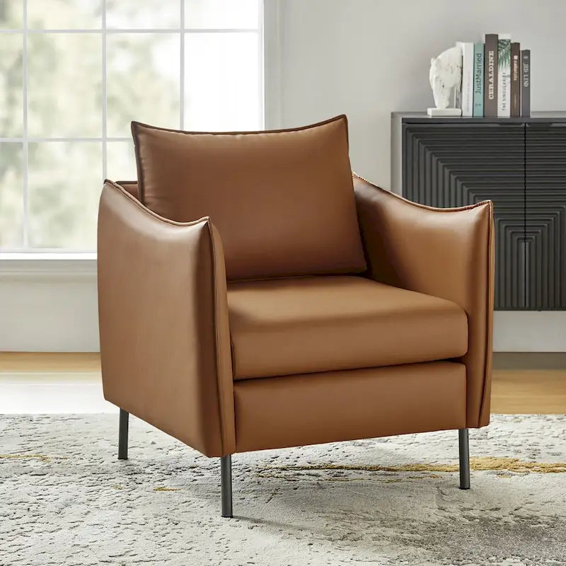 Fauteuil moderne en tissu anti-rayures avec pieds en métal noir