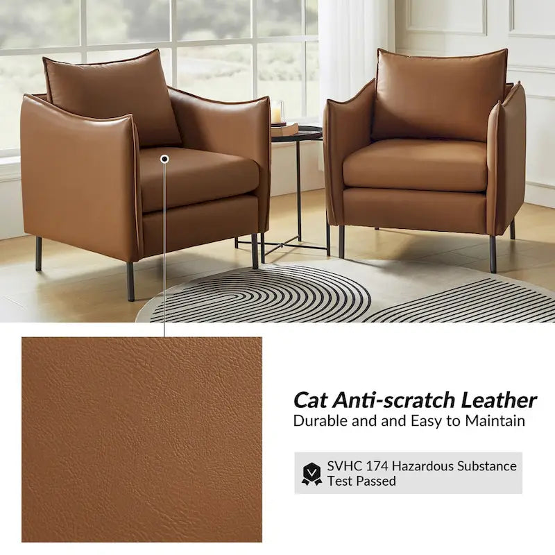 Fauteuil moderne en tissu anti-rayures avec pieds en métal noir
