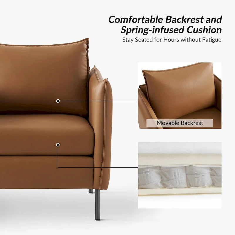 Fauteuil moderne en tissu anti-rayures avec pieds en métal noir