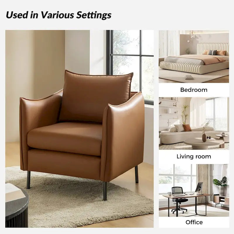 Fauteuil moderne en tissu anti-rayures avec pieds en métal noir