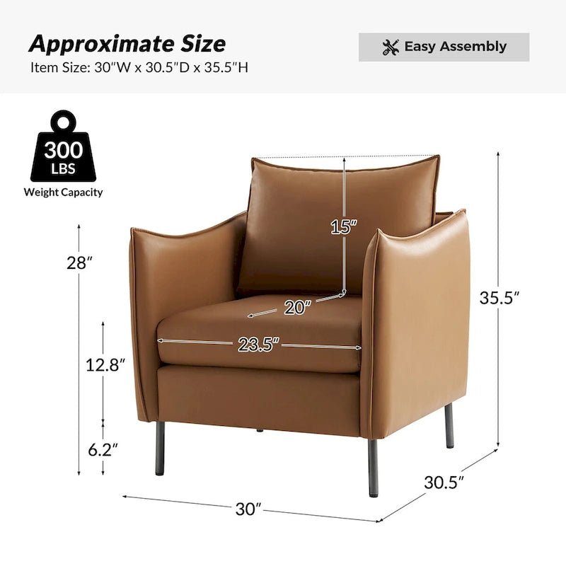 Fauteuil moderne en tissu anti-rayures avec pieds en métal noir