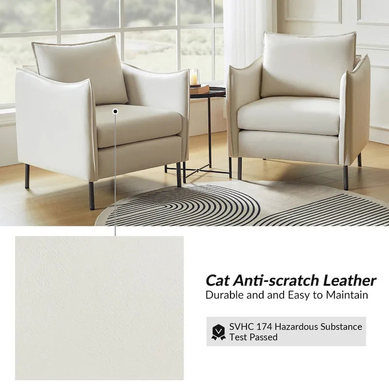 Fauteuil moderne en tissu anti-rayures avec pieds en métal noir