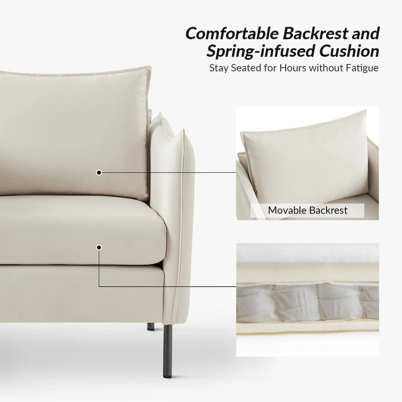 Fauteuil moderne en tissu anti-rayures avec pieds en métal noir