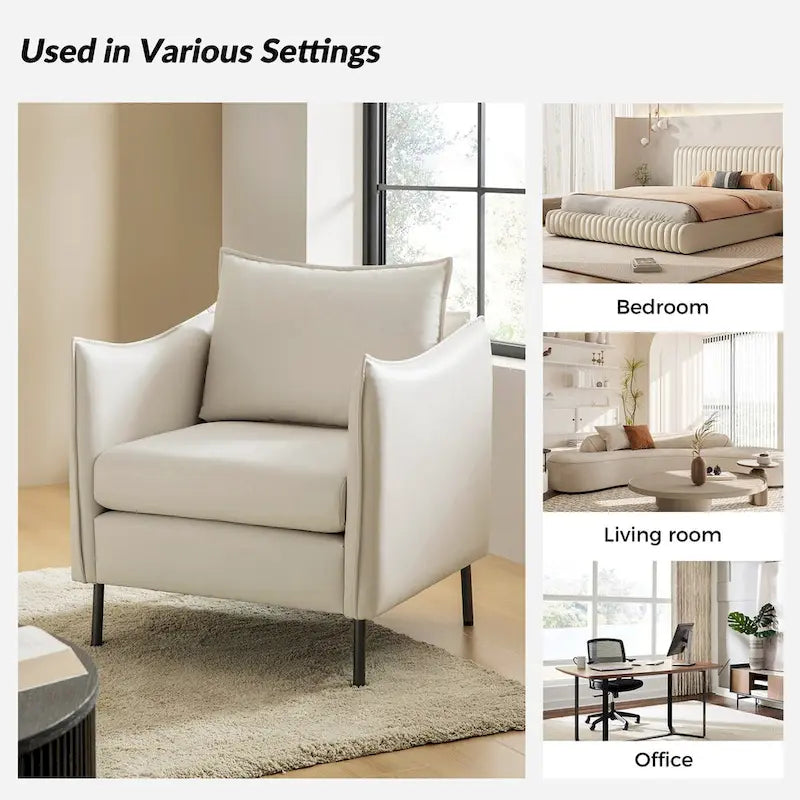 Fauteuil moderne en tissu anti-rayures avec pieds en métal noir