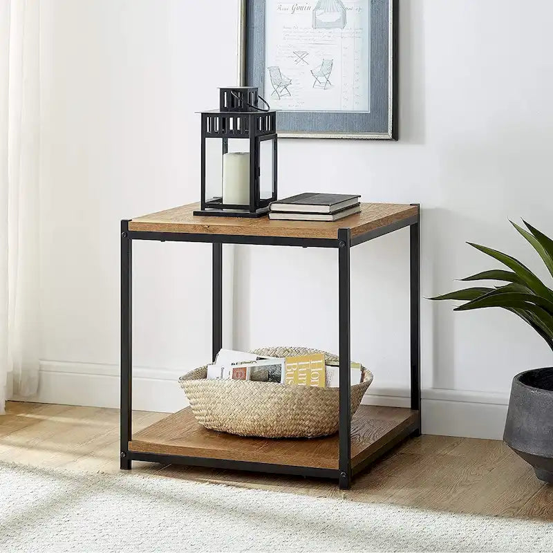 Table d'appoint haute avec étagère de rangement