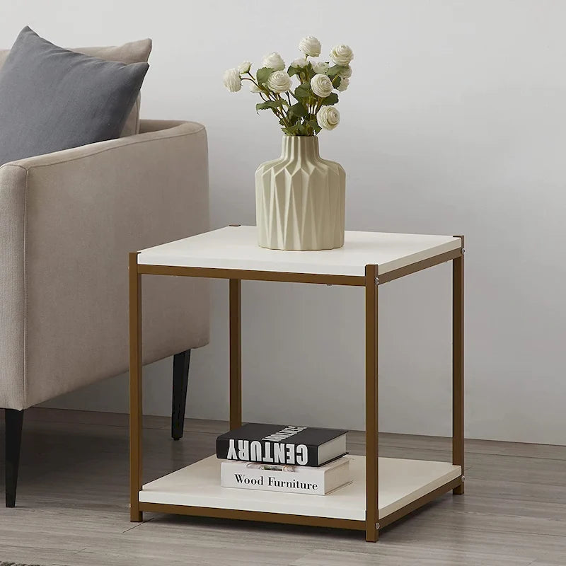 Table d'appoint haute avec étagère de rangement