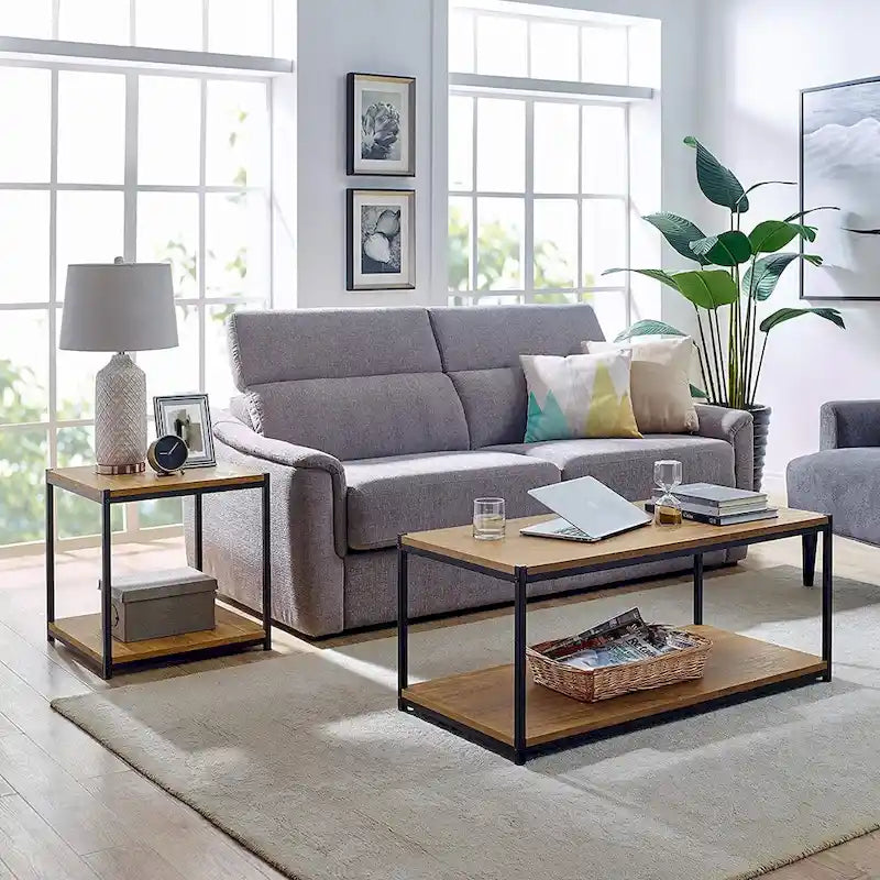 Table d'appoint haute avec étagère de rangement