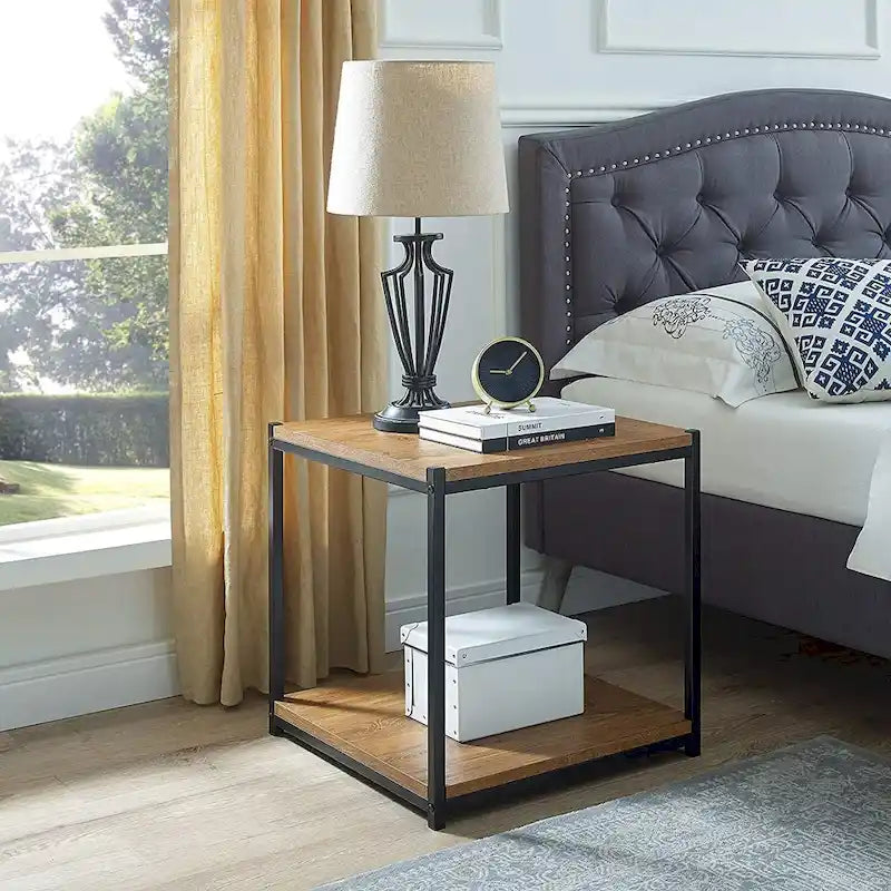 Table d'appoint haute avec étagère de rangement