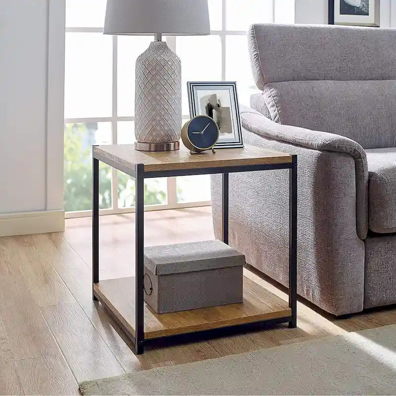 Table d'appoint haute avec étagère de rangement