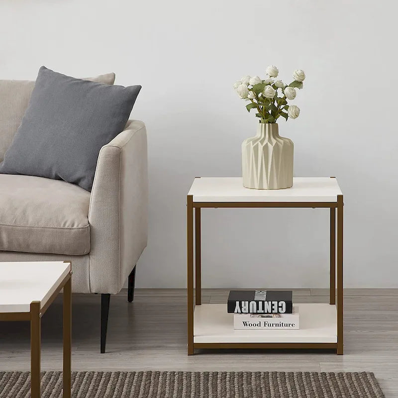 Table d'appoint haute avec étagère de rangement