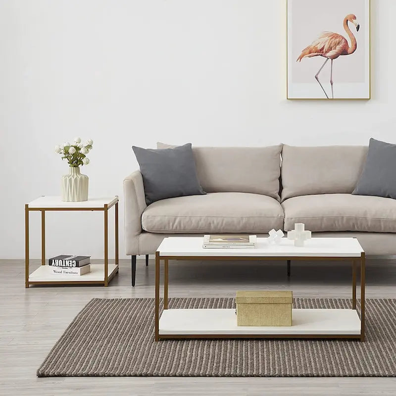 Table d'appoint haute avec étagère de rangement