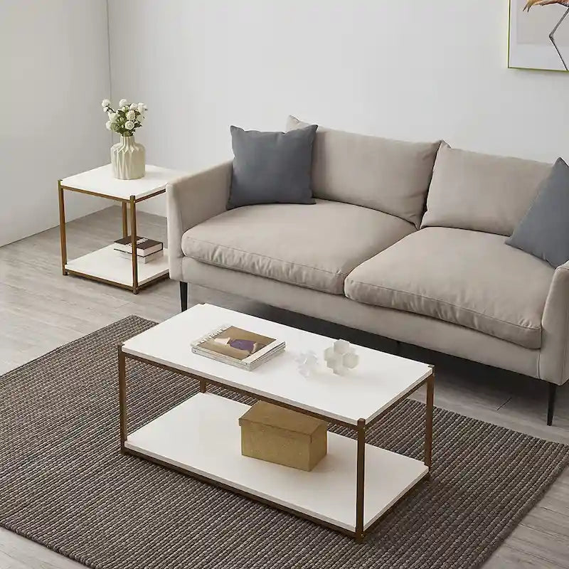 Table d'appoint haute avec étagère de rangement