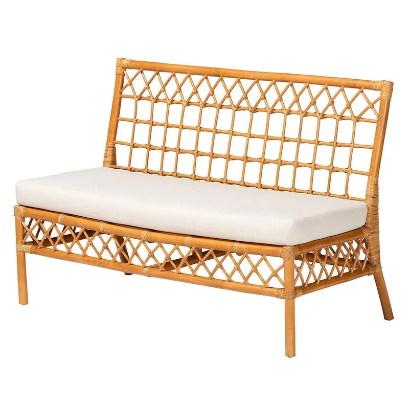 Banc de salle à manger en rotin miel, style bohème moderne