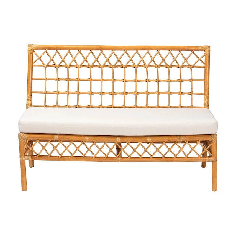 Banc de salle à manger en rotin miel, style bohème moderne