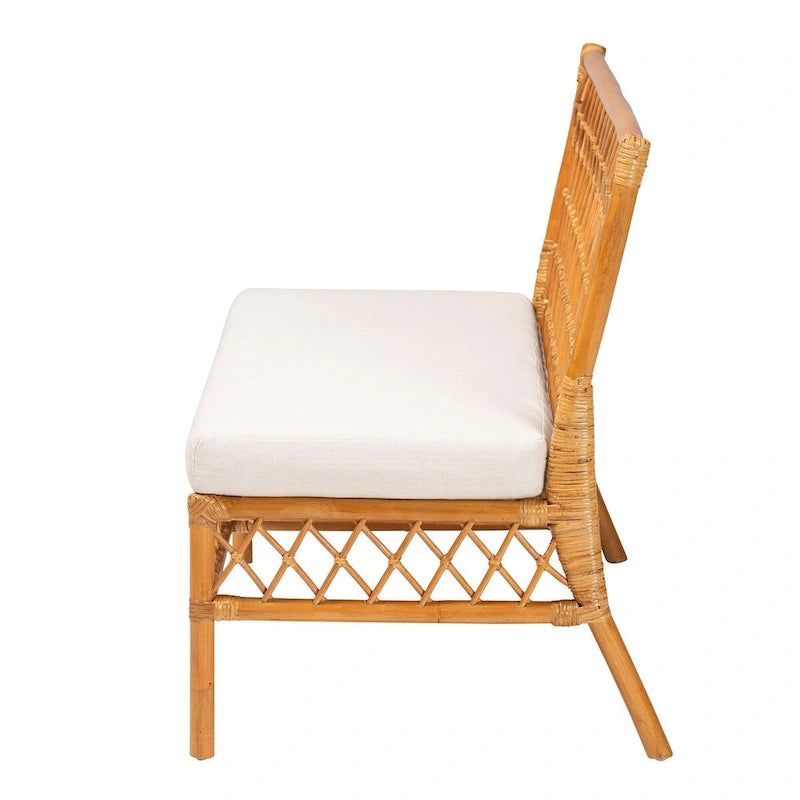 Banc de salle à manger en rotin miel, style bohème moderne