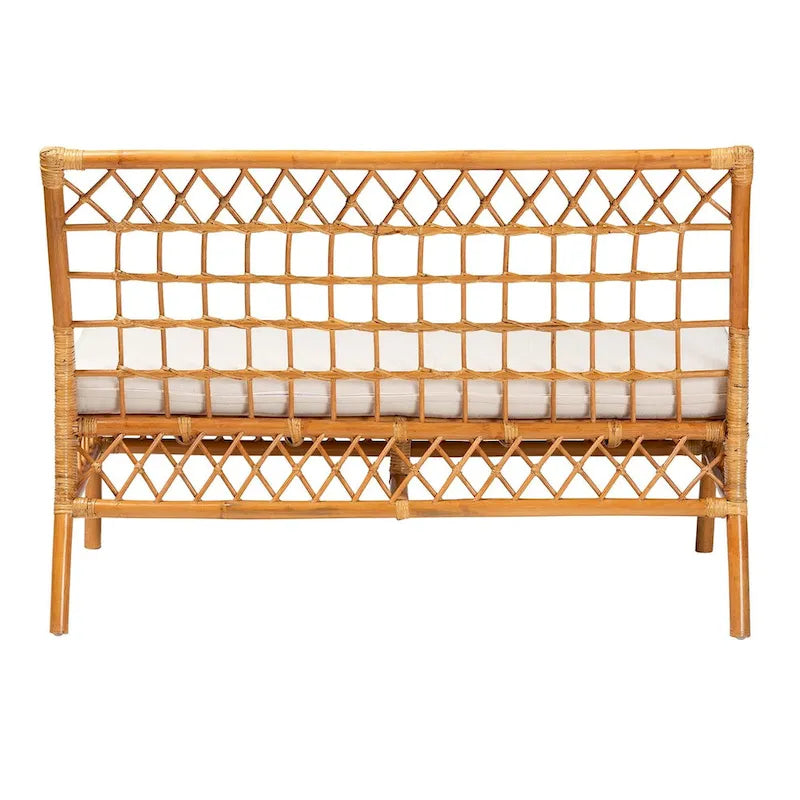 Banc de salle à manger en rotin miel, style bohème moderne
