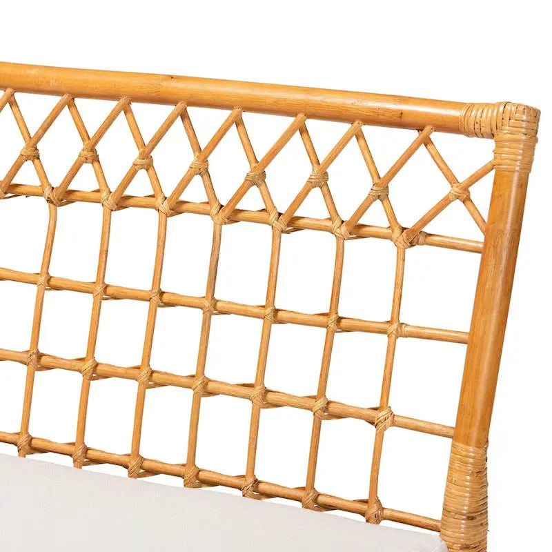 Banc de salle à manger en rotin miel, style bohème moderne