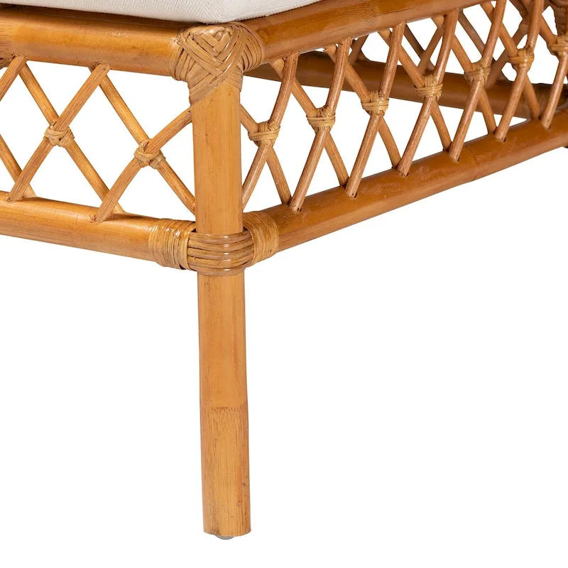 Banc de salle à manger en rotin miel, style bohème moderne