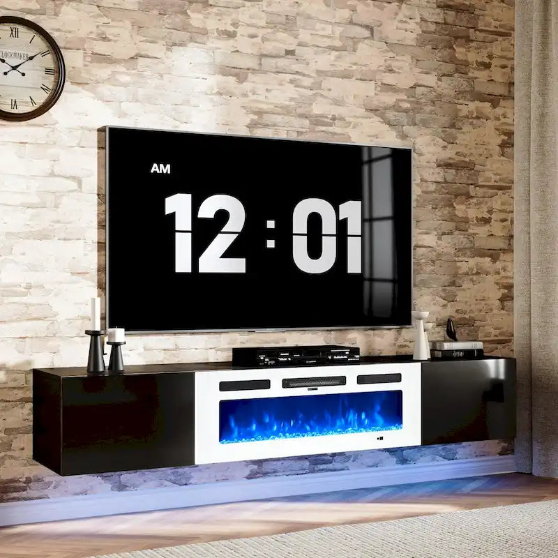 Meuble TV flottant avec cheminée électrique de 36 pouces