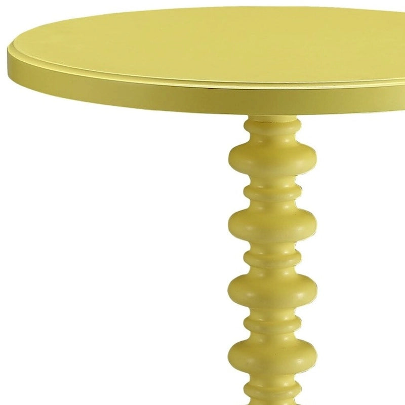 22 Table d'appoint piédestal ronde en bois jaune - 17