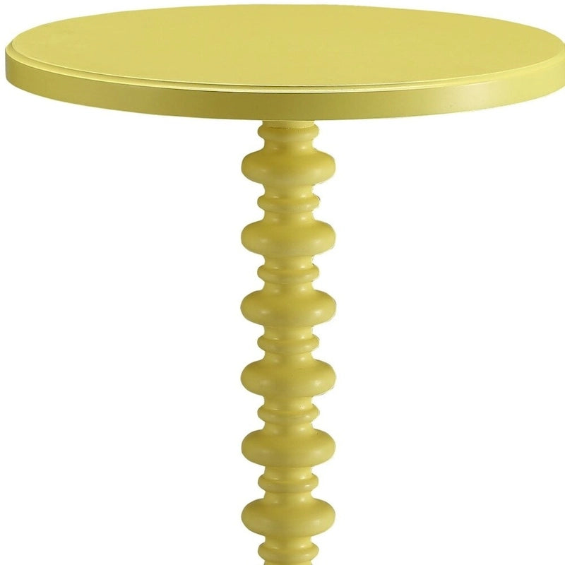 22 Table d'appoint piédestal ronde en bois jaune - 17