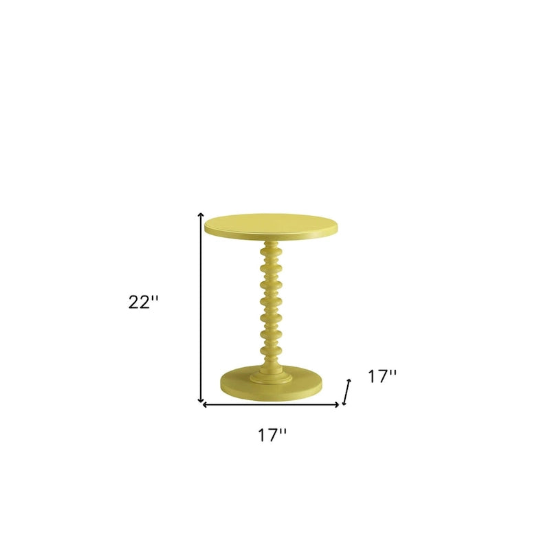 22 Table d'appoint piédestal ronde en bois jaune - 17