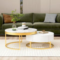 Table basse gigogne ronde moderne avec tiroirs