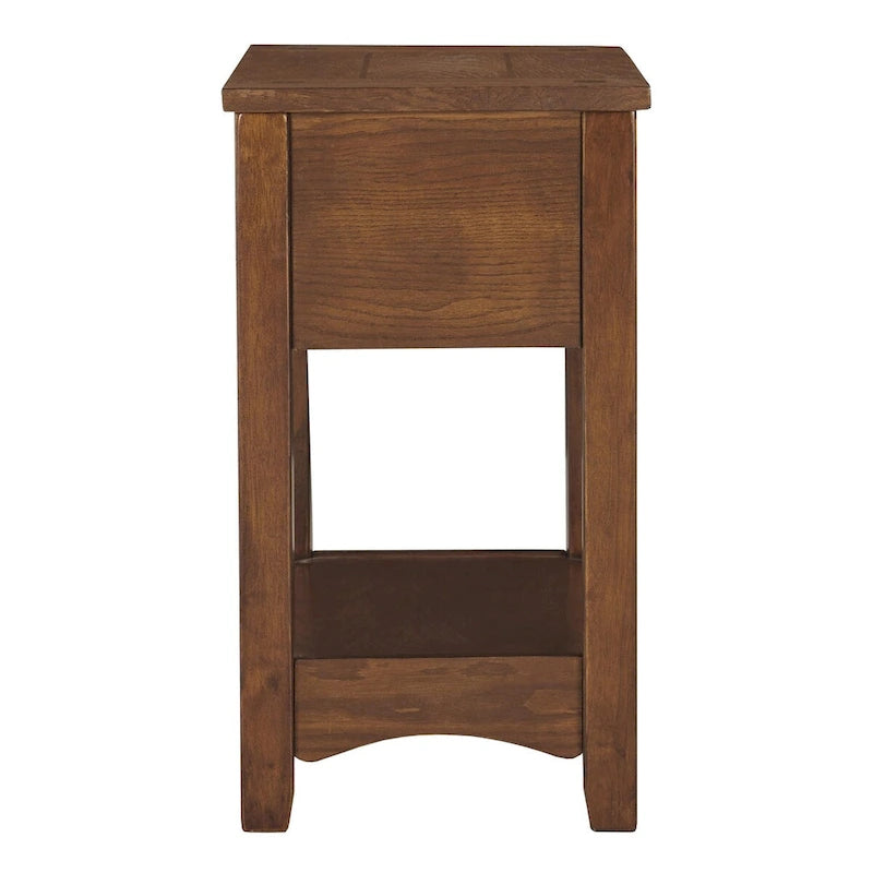 Table d'appoint avec 1 tiroir et étagère inférieure ouverte, marron