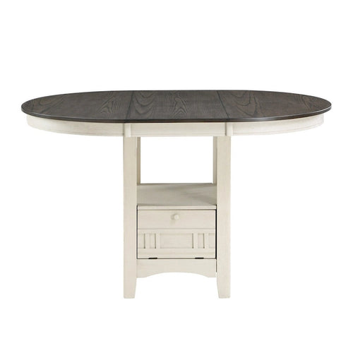 Table à hauteur de comptoir extensible de 42 à 60 pouces, blanc antique et marron
