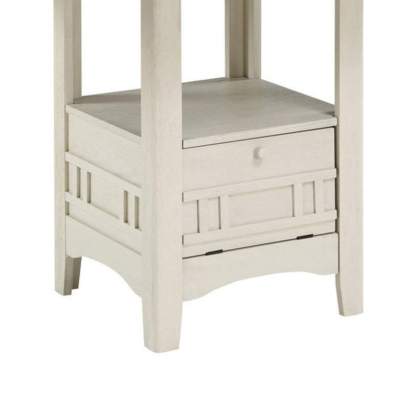 Table à hauteur de comptoir extensible de 42 à 60 pouces, blanc antique et marron