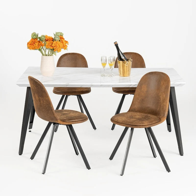 Table à manger rectangulaire de 160 cm pour 4 à 6 personnes avec plateau en bois et pieds en métal