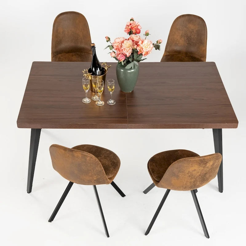 Table à manger rectangulaire de 160 cm pour 4 à 6 personnes avec plateau en bois et pieds en métal