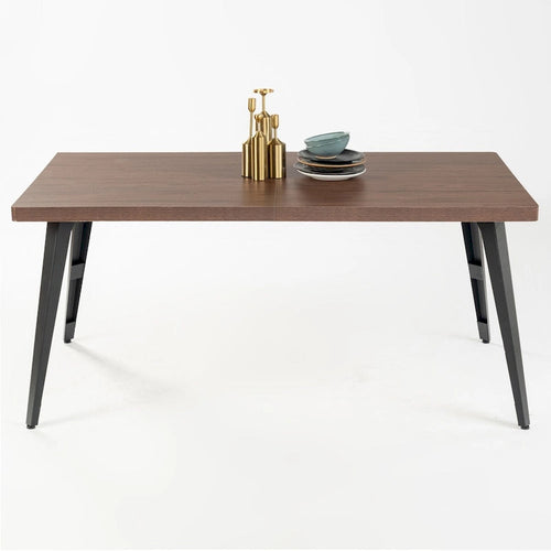 HomyLin 63-inch Dining Table Rectangular for 4-6 with Wooden Top and Metal Legs