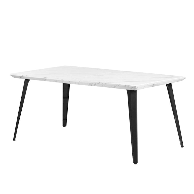 Table à manger rectangulaire de 160 cm pour 4 à 6 personnes avec plateau en bois et pieds en métal