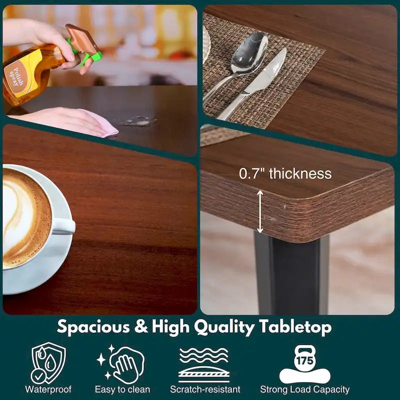 Table à manger rectangulaire de 160 cm pour 4 à 6 personnes avec plateau en bois et pieds en métal