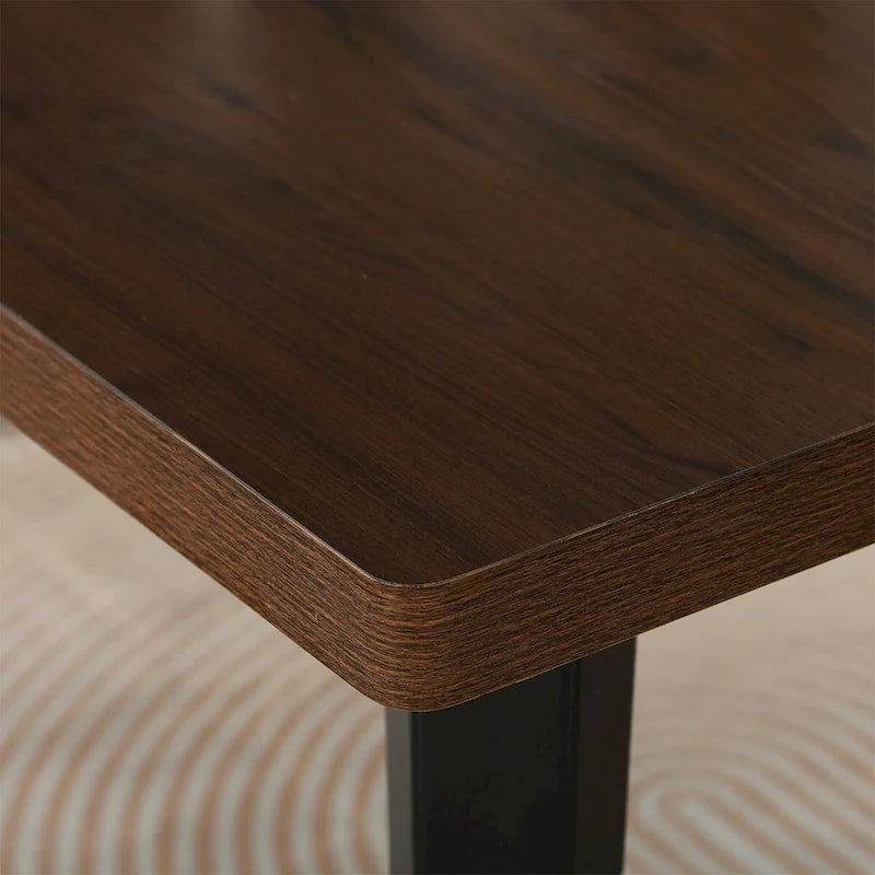 Table à manger rectangulaire de 160 cm pour 4 à 6 personnes avec plateau en bois et pieds en métal