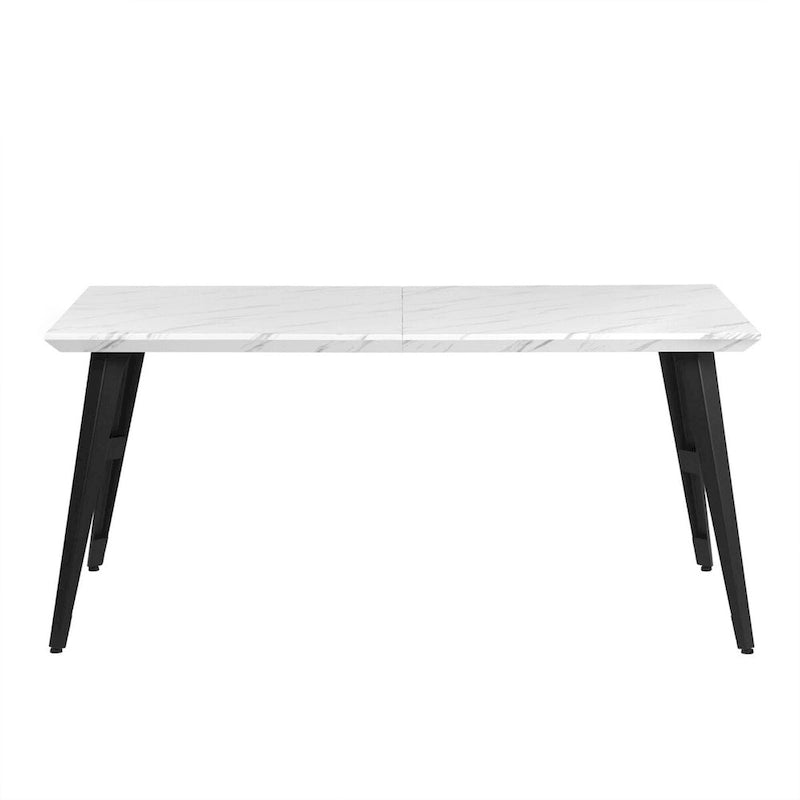 Table à manger rectangulaire de 160 cm pour 4 à 6 personnes avec plateau en bois et pieds en métal