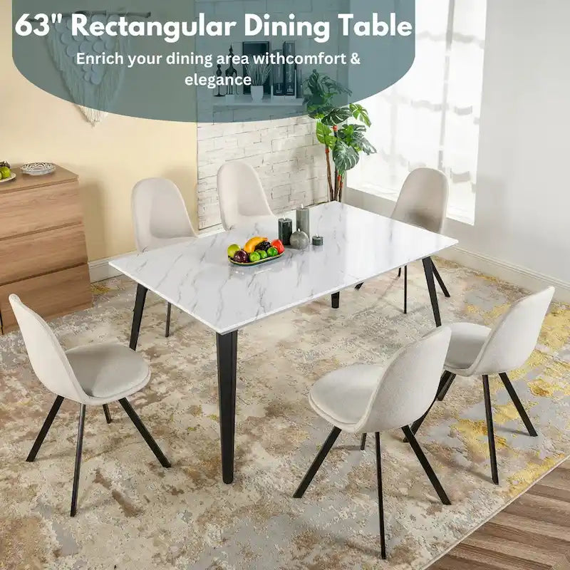 Table à manger rectangulaire de 160 cm pour 4 à 6 personnes avec plateau en bois et pieds en métal