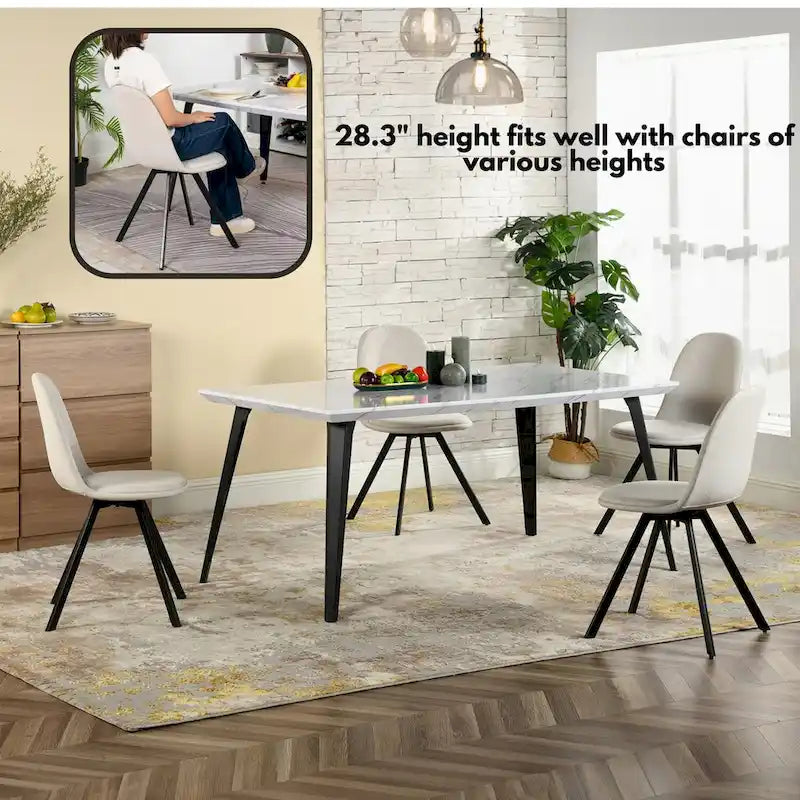 Table à manger rectangulaire de 160 cm pour 4 à 6 personnes avec plateau en bois et pieds en métal