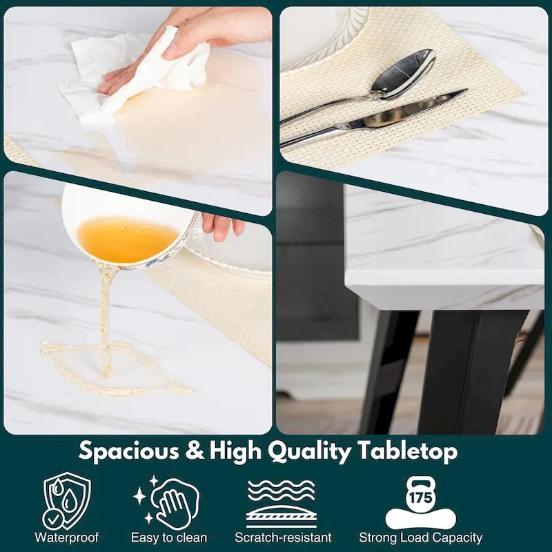 Table à manger rectangulaire de 160 cm pour 4 à 6 personnes avec plateau en bois et pieds en métal