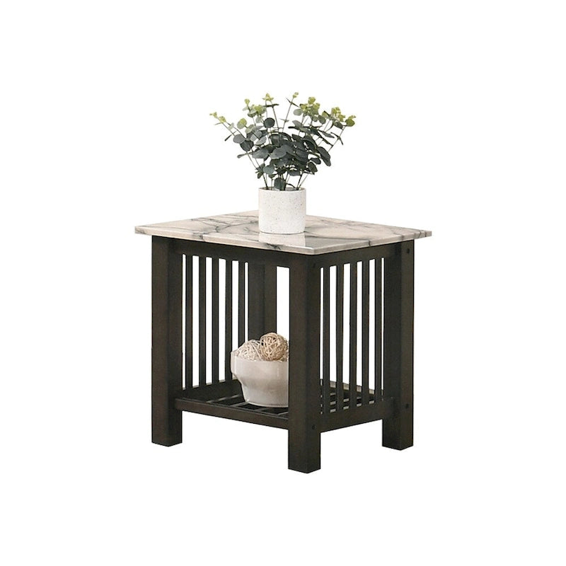 Table d'appoint à plateau en faux marbre noir noyer antique